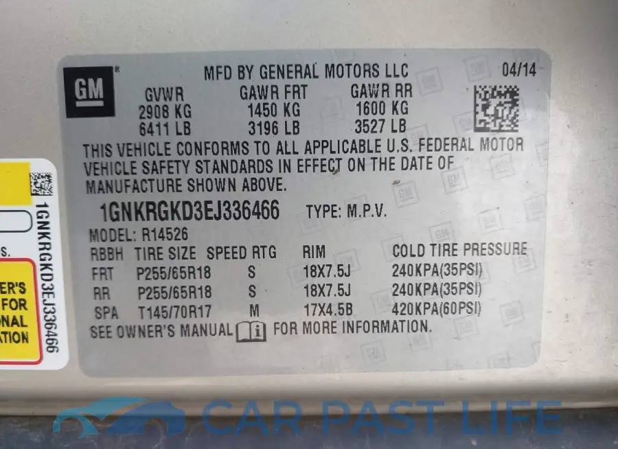 1GNKRGKD3EJ336466# 9