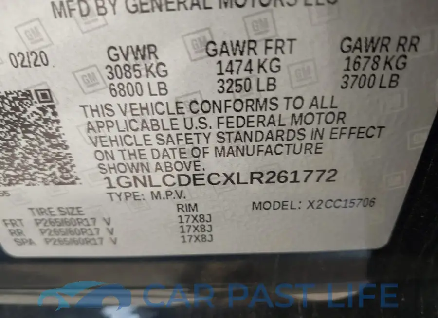 1GNLCDECXLR261772# 9