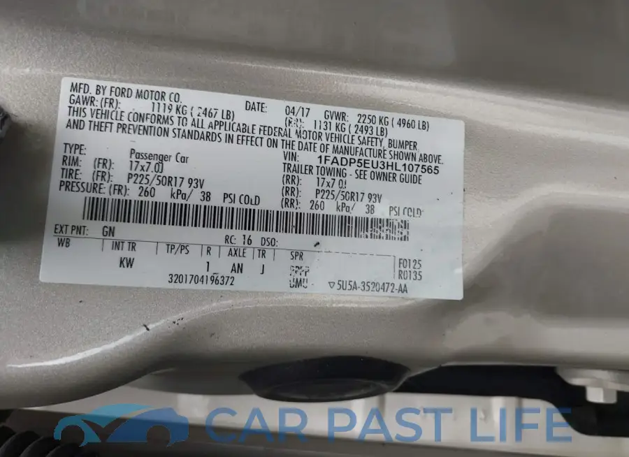1FADP5EU3HL107565# 9