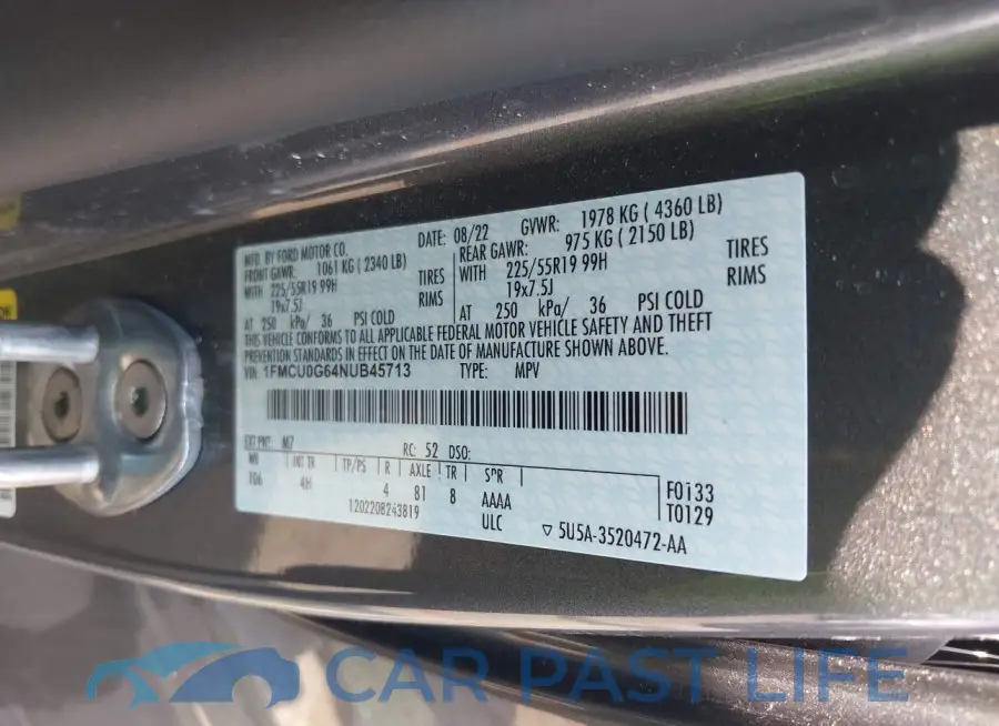 1FMCU0G64NUB45713# 9