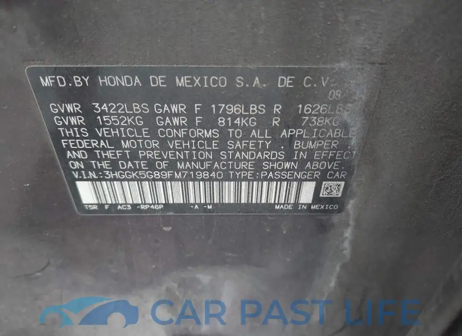 3HGGK5G89FM719840# 9