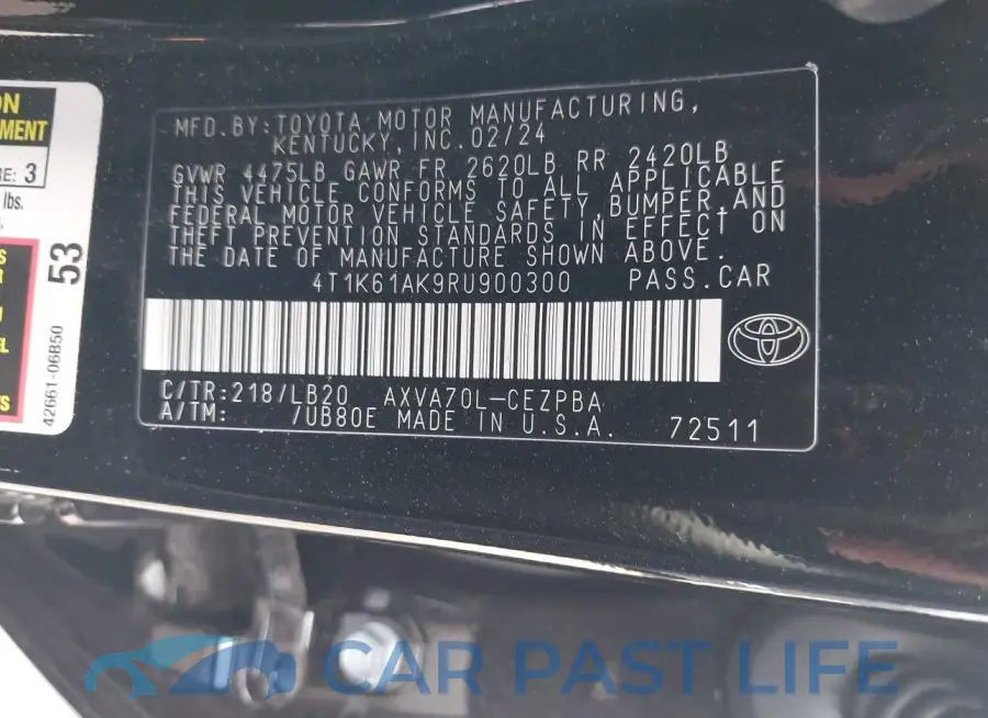 4T1K61AK9RU900300# 9