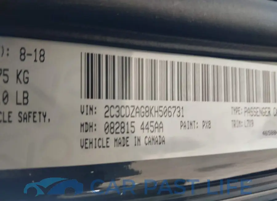 2C3CDZAG8KH506731# 9