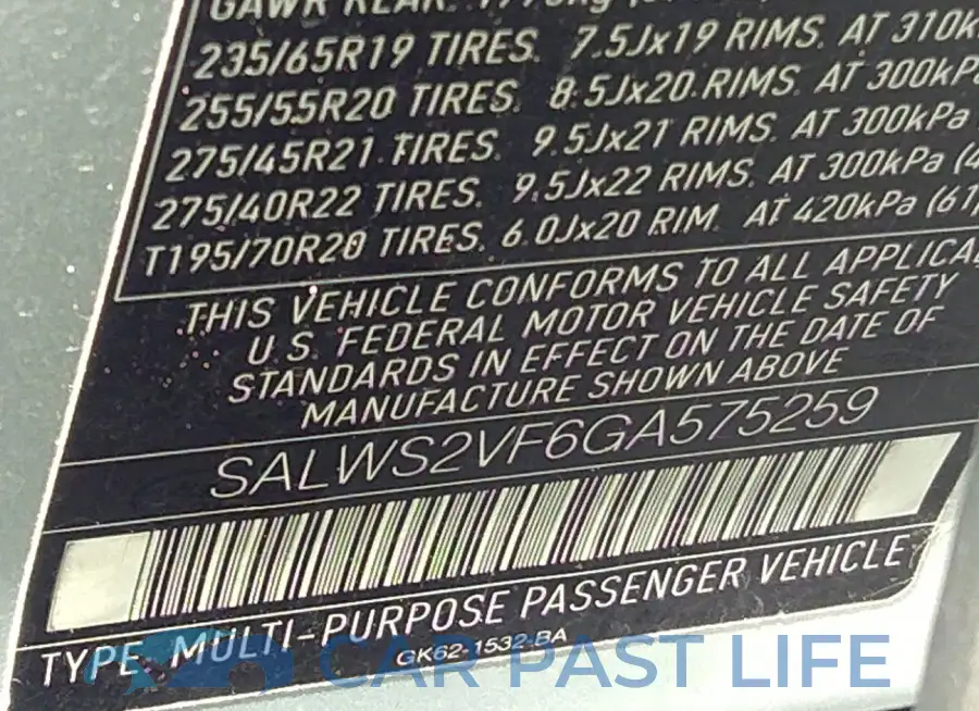 SALWS2VF6GA575259# 9