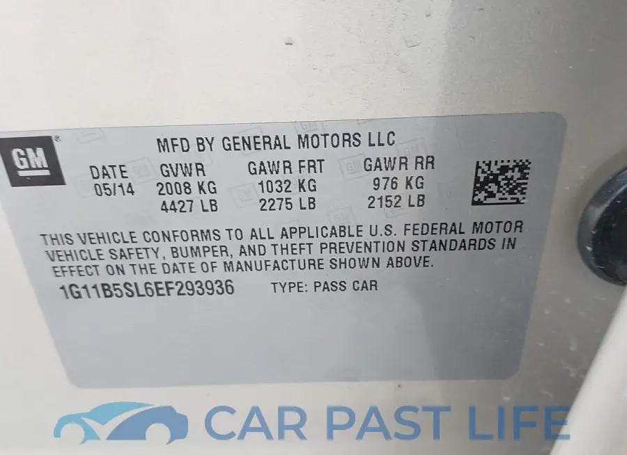 1G11B5SL6EF293936# 9