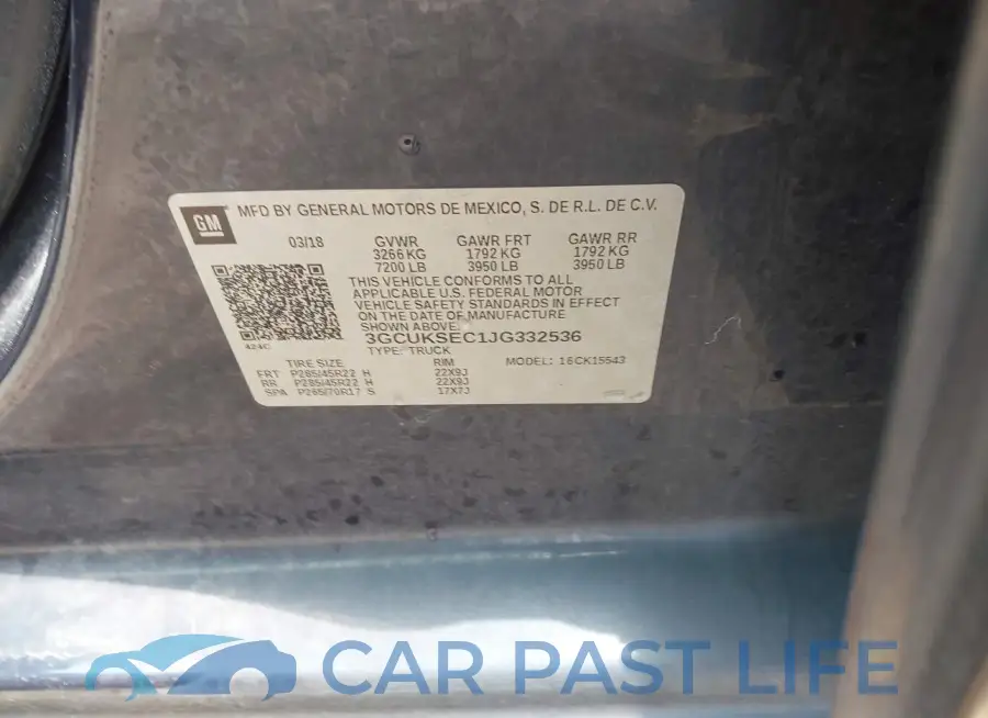 3GCUKSEC1JG332536# 9