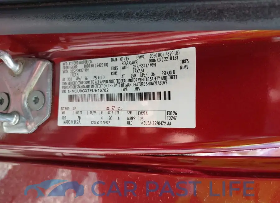 1FMCU0GX7FUB16782# 9