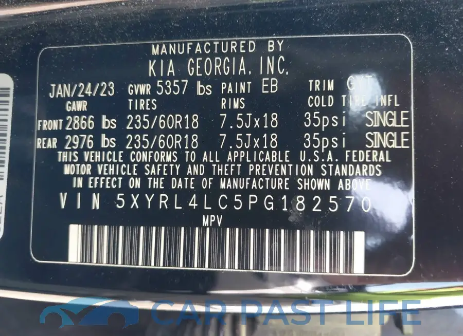 5XYRL4LC5PG182570# 9