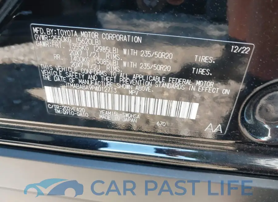 JTMABABA9PA012713# 9