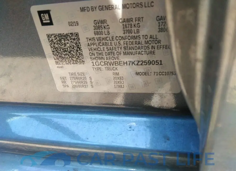1GCRWBEH7KZ259051# 9
