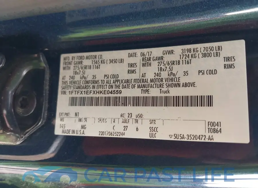 1FTFX1EFXHKE04559# 9