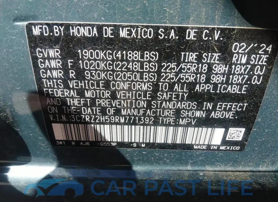 3CZRZ2H59RM771392# 9