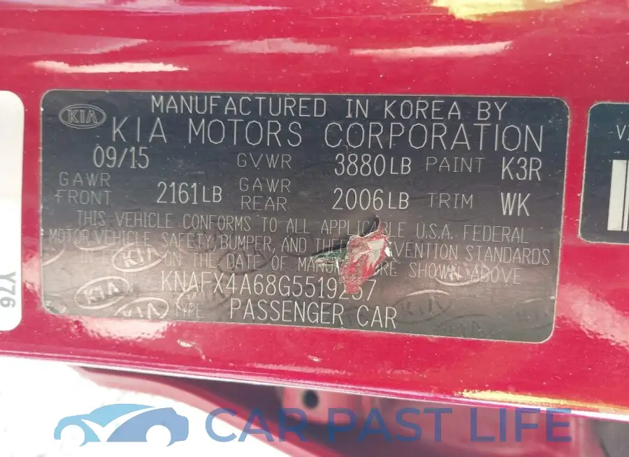 KNAFX4A68G5519257# 9