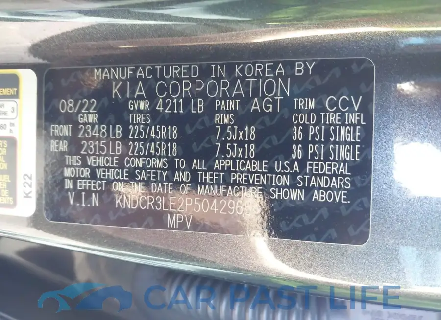 KNDCR3LE2P5042968# 9