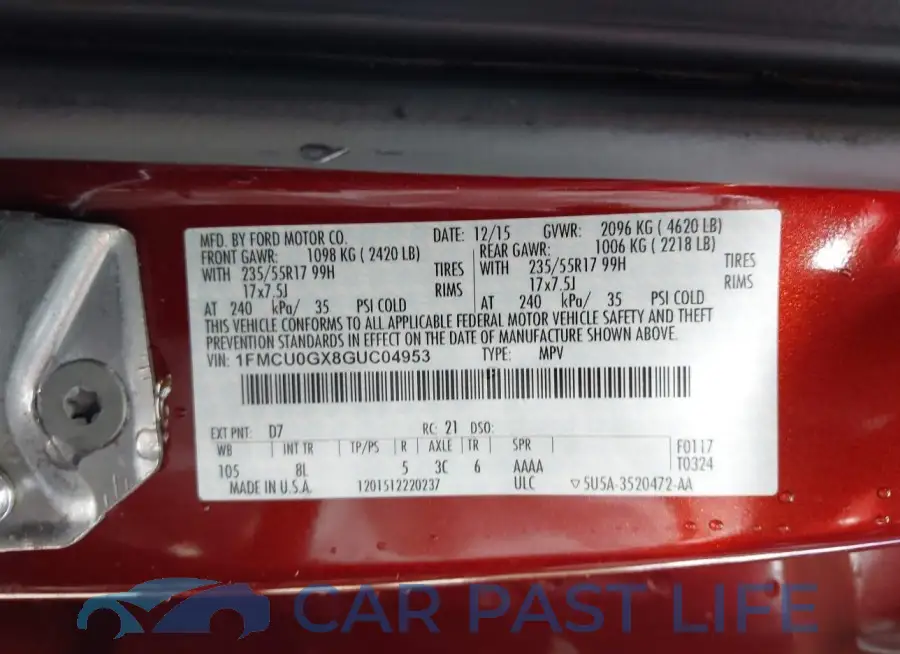 1FMCU0GX8GUC04953# 9