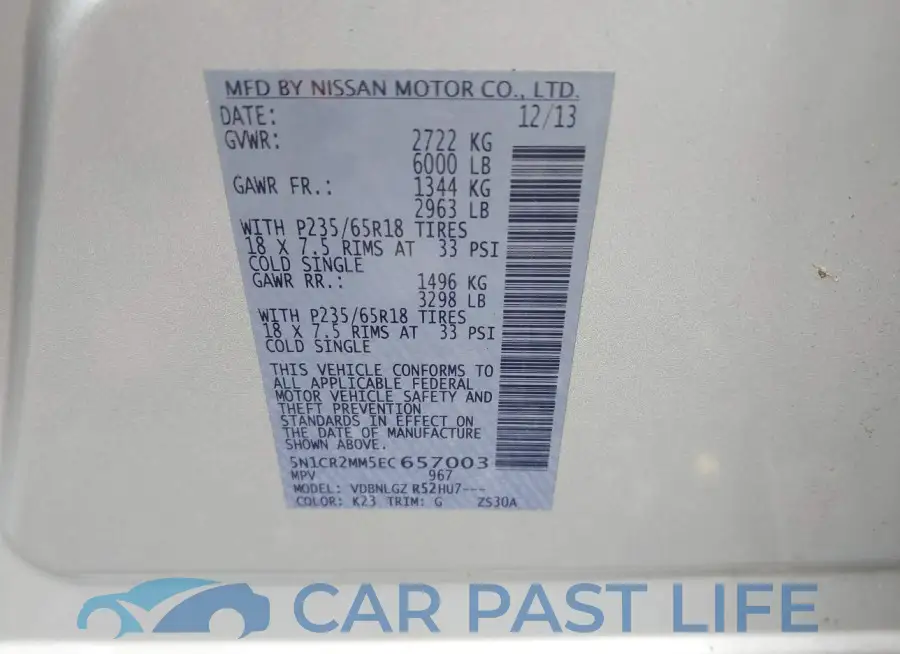5N1CR2MM5EC657003# 9