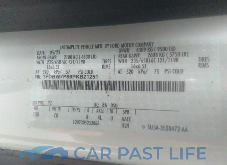 1FDBW7P86PKB21251# 9