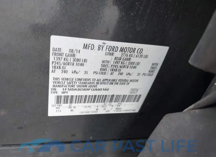 1FM5K8D89FGA60160# 9