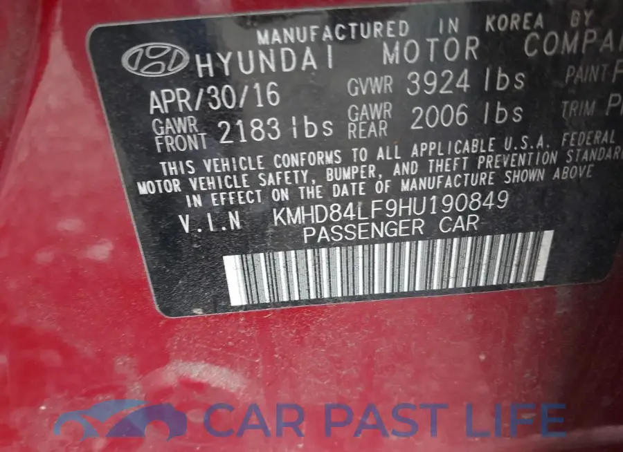 KMHD84LF9HU190849# 9