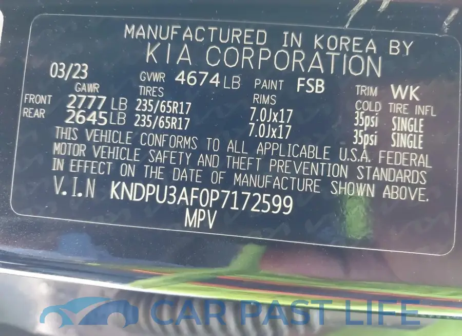 KNDPU3AF0P7172599# 9