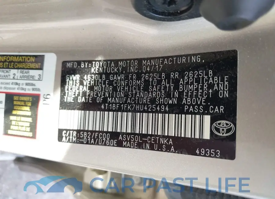 4T1BF1FK7HU425494# 9