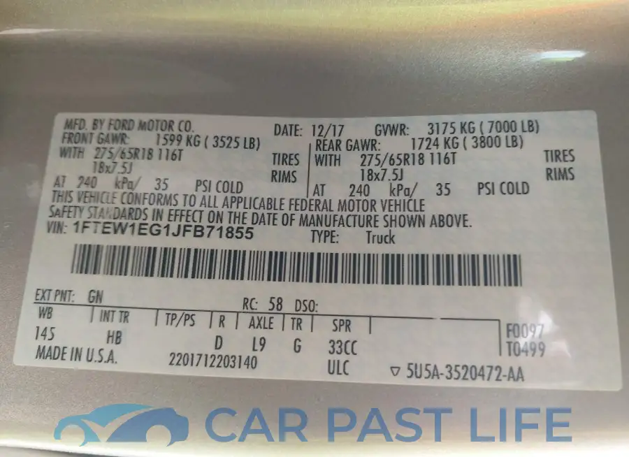 1FTEW1EG1JFB71855# 9
