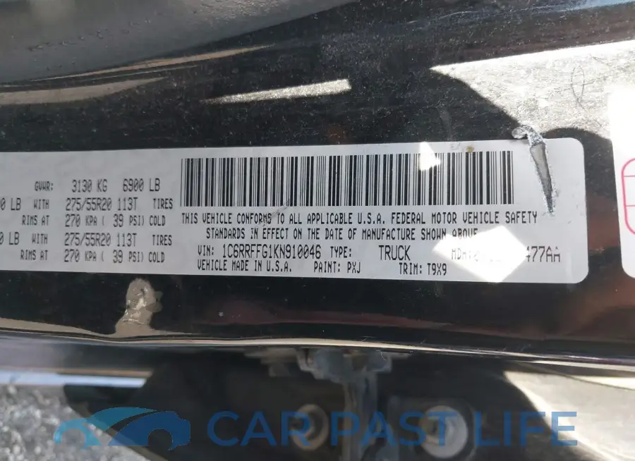 1C6RRFFG1KN910046# 9