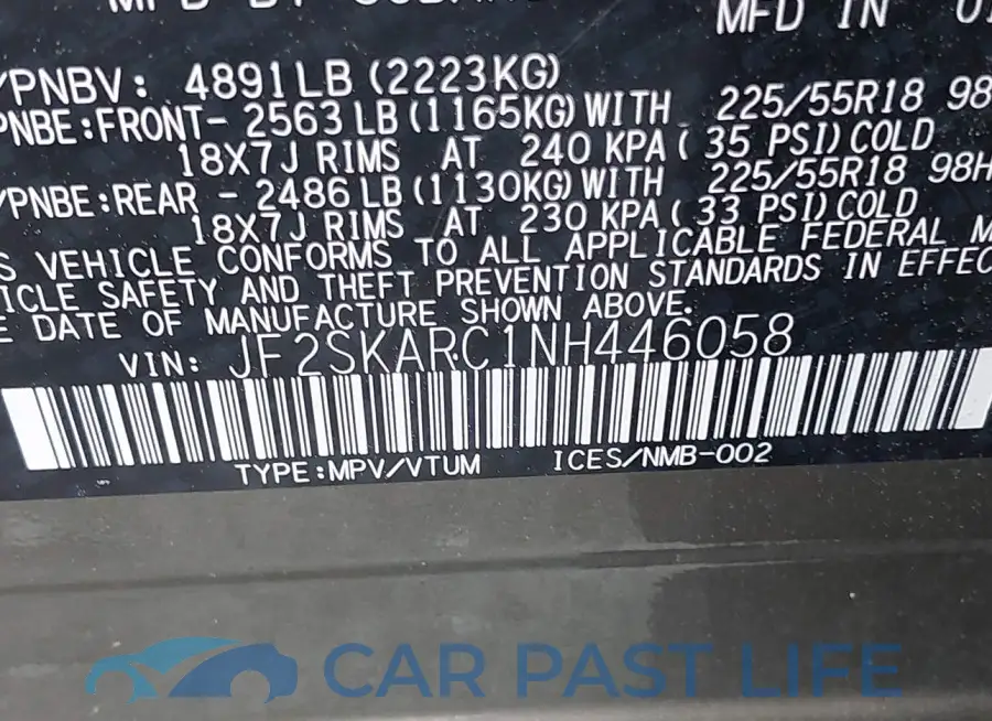 JF2SKARC1NH446058# 9