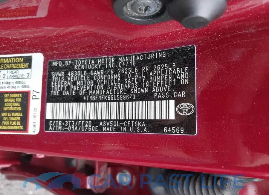 4T1BF1FK6GU599670# 9