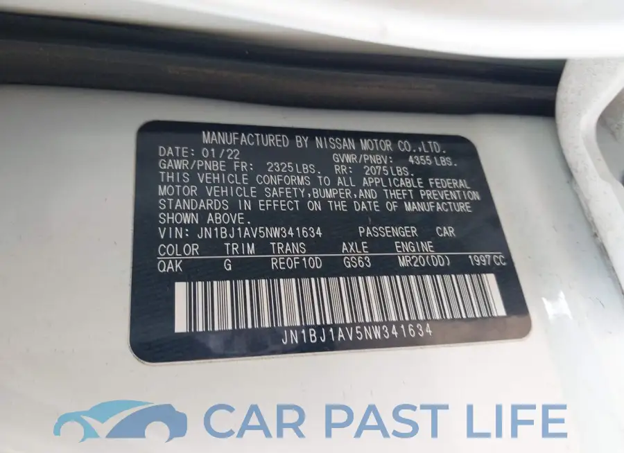 JN1BJ1AV5NW341634# 9