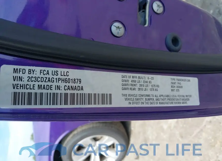 2C3CDZAG1PH601879# 9