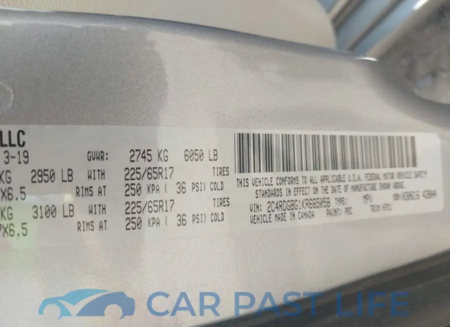 2C4RDGBG1KR665058# 9