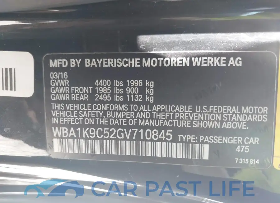 WBA1K9C52GV710845# 9