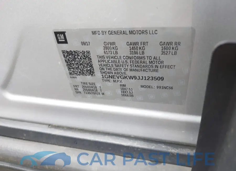 1GNEVGKW9JJ123509# 9