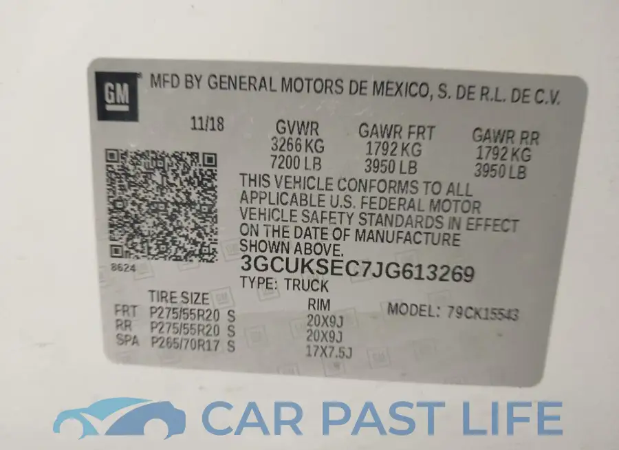 3GCUKSEC7JG613269# 9