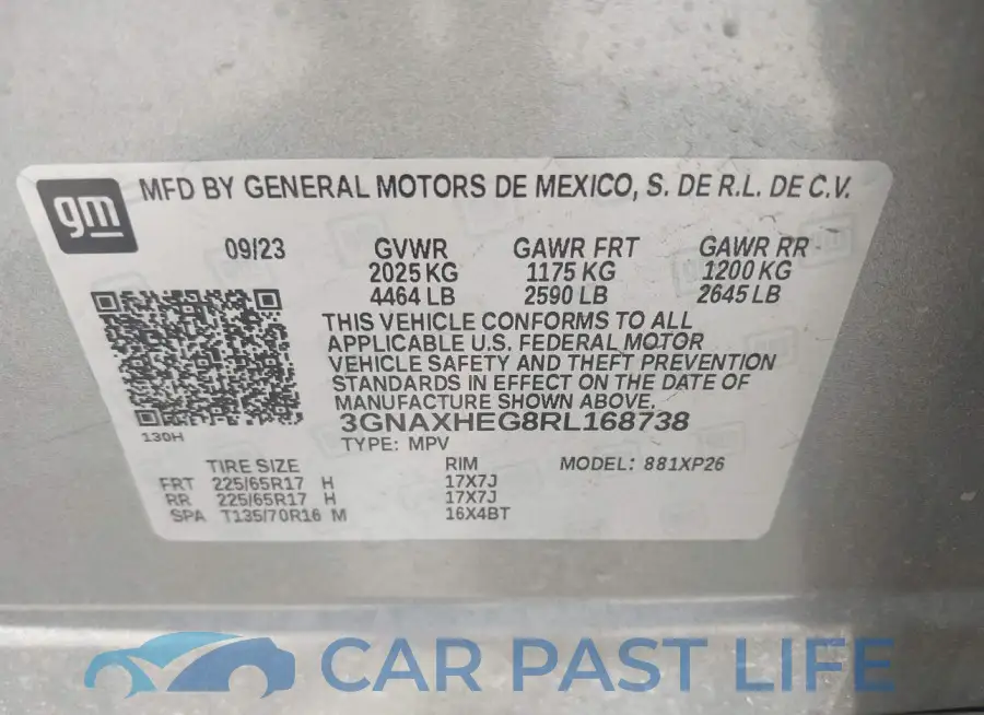 3GNAXHEG8RL168738# 9