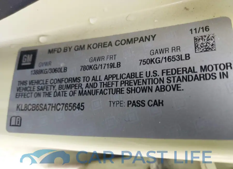 KL8CB6SA7HC765645# 9