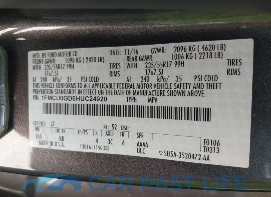1FMCU0GD6HUC24920# 9
