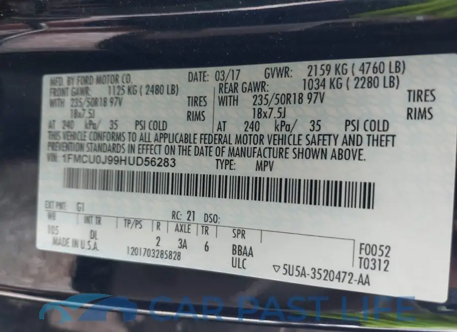 1FMCU0J99HUD56283# 9