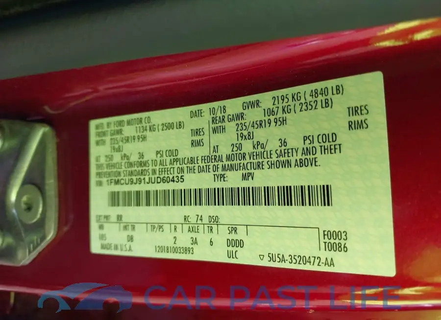 1FMCU9J91JUD60435# 9