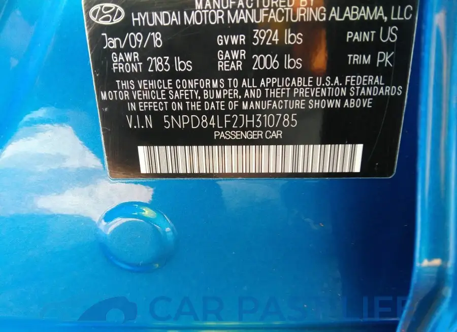 5NPD84LF2JH310785# 9