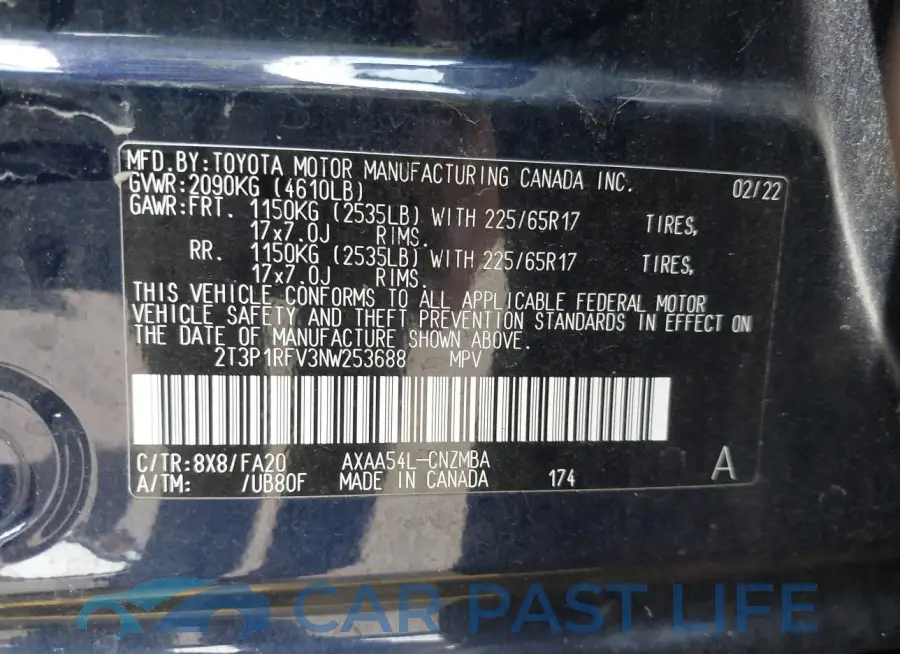2T3P1RFV3NW253688# 9