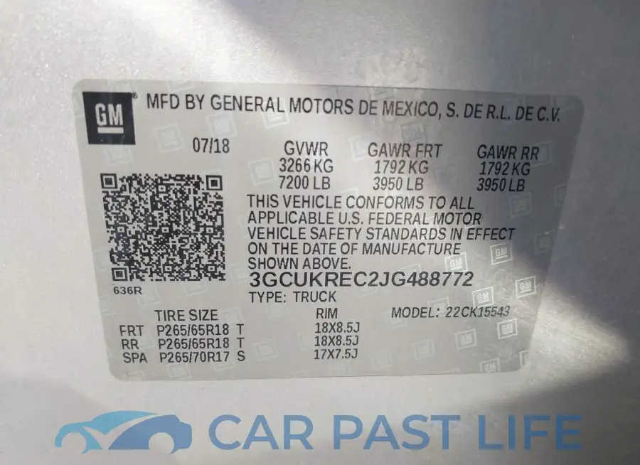 3GCUKREC2JG488772# 9