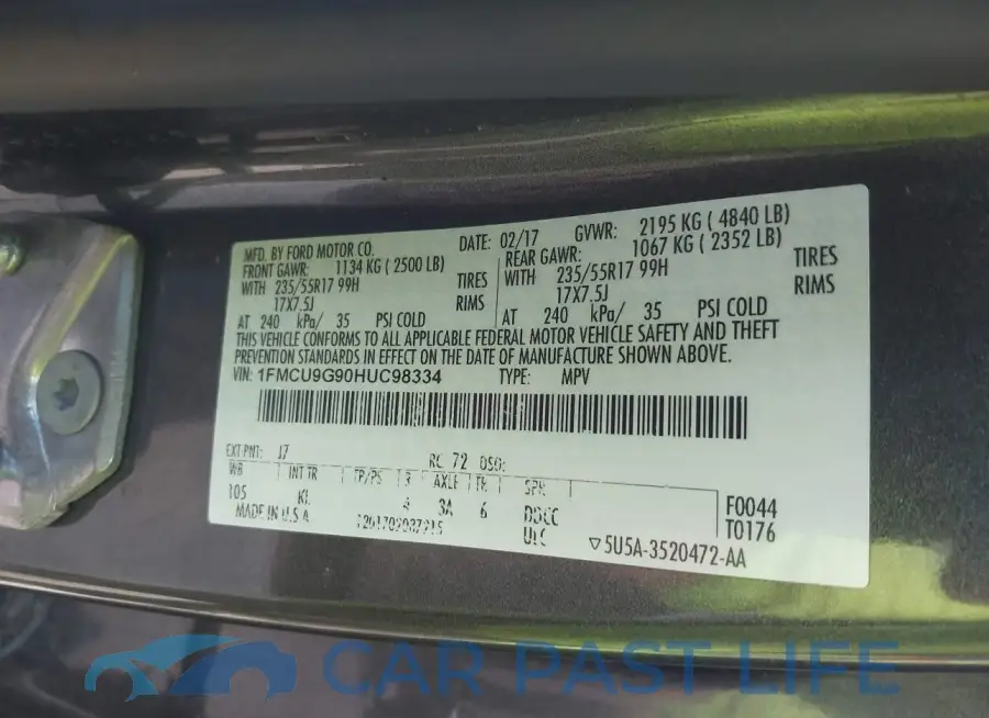1FMCU9G90HUC98334# 9