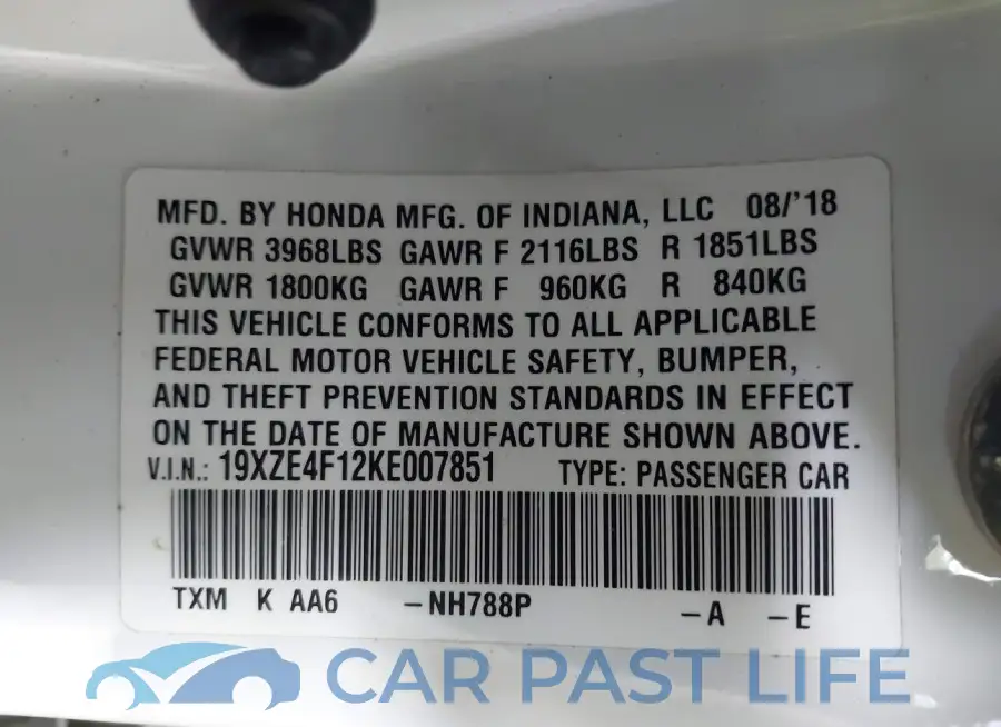 19XZE4F12KE007851# 9