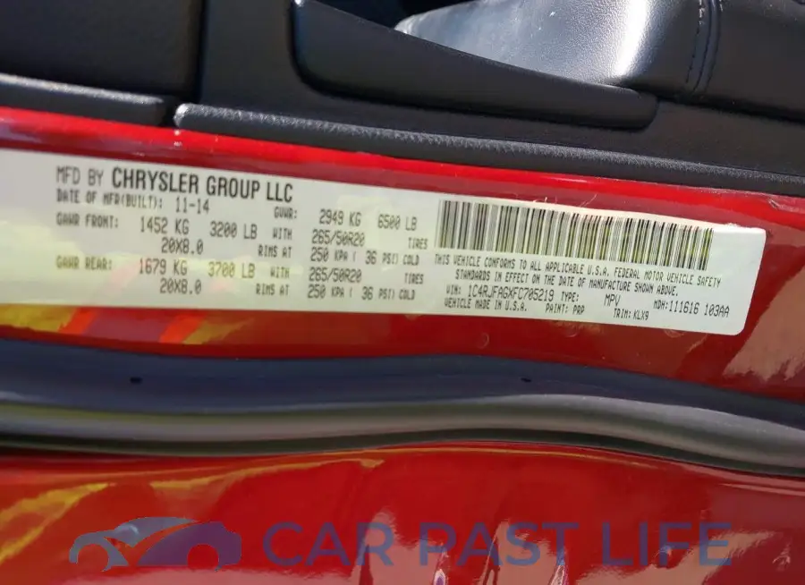 1C4RJFAGXFC705219# 9