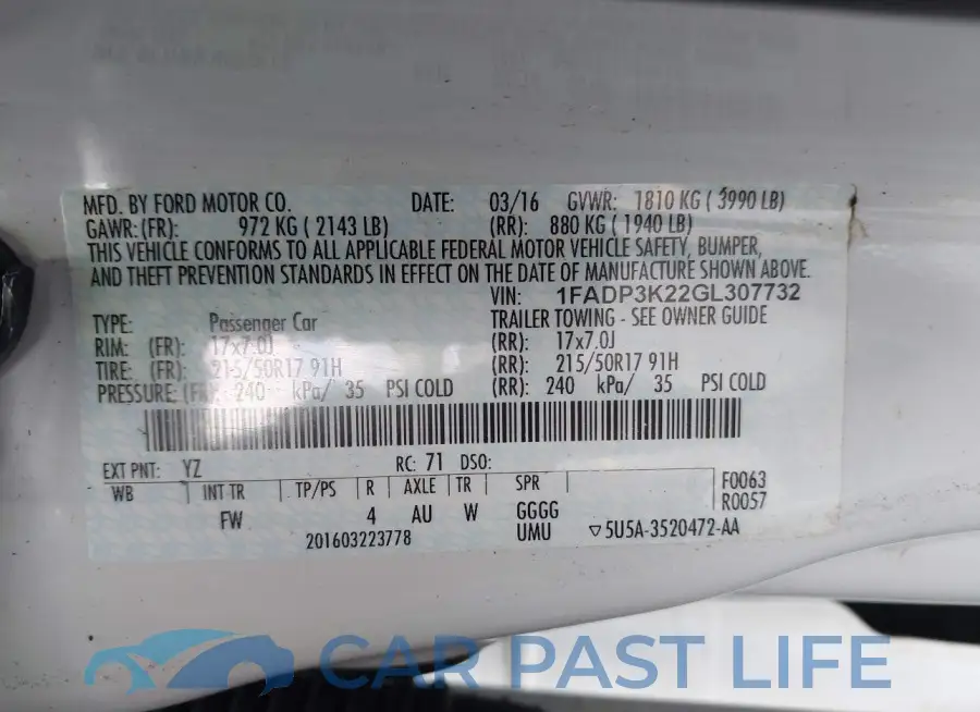 1FADP3K22GL307732# 9