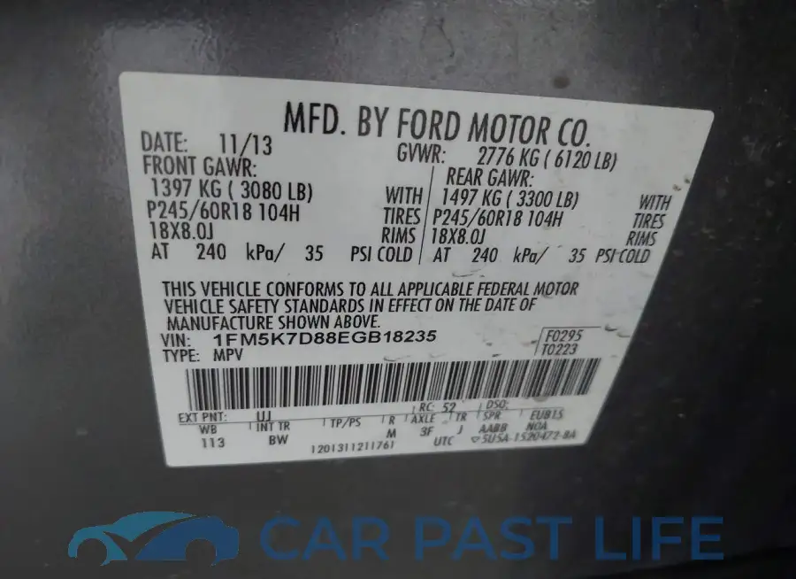 1FM5K7D88EGB18235# 9