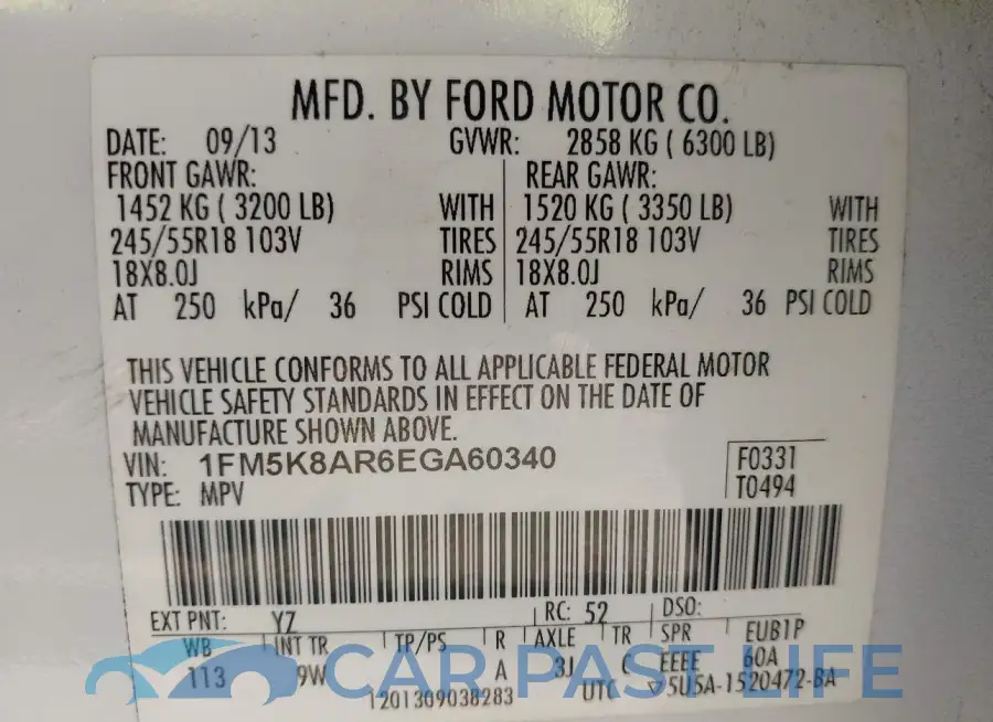 1FM5K8AR6EGA60340# 9