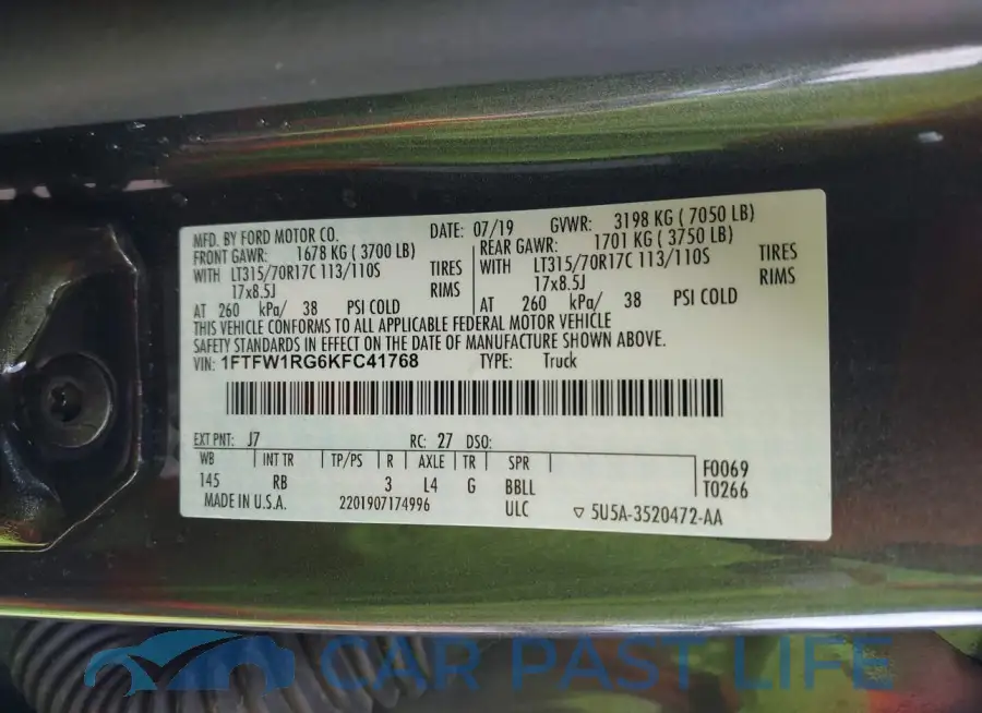 1FTFW1RG6KFC41768# 9